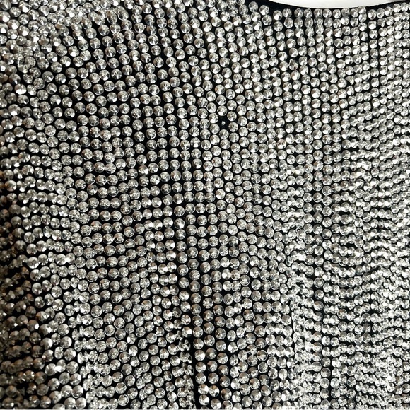 Retrofête Gabrielle Silver Beaded Wrap Mini Dress size Small - Picture 8 of 9